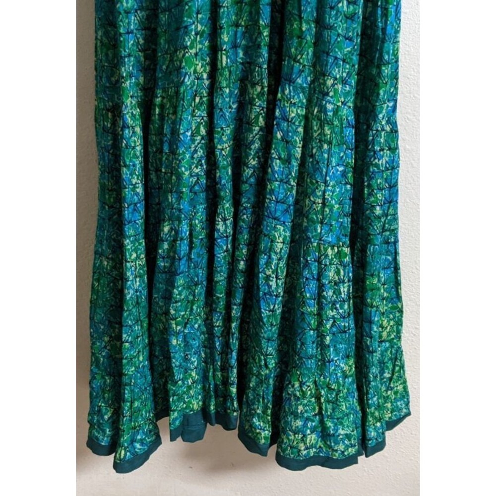 SOFT SURROUNDINGS Green/Blue Geometric Batik "Mariana" Maxi Dress Large - Picture 11 of 13